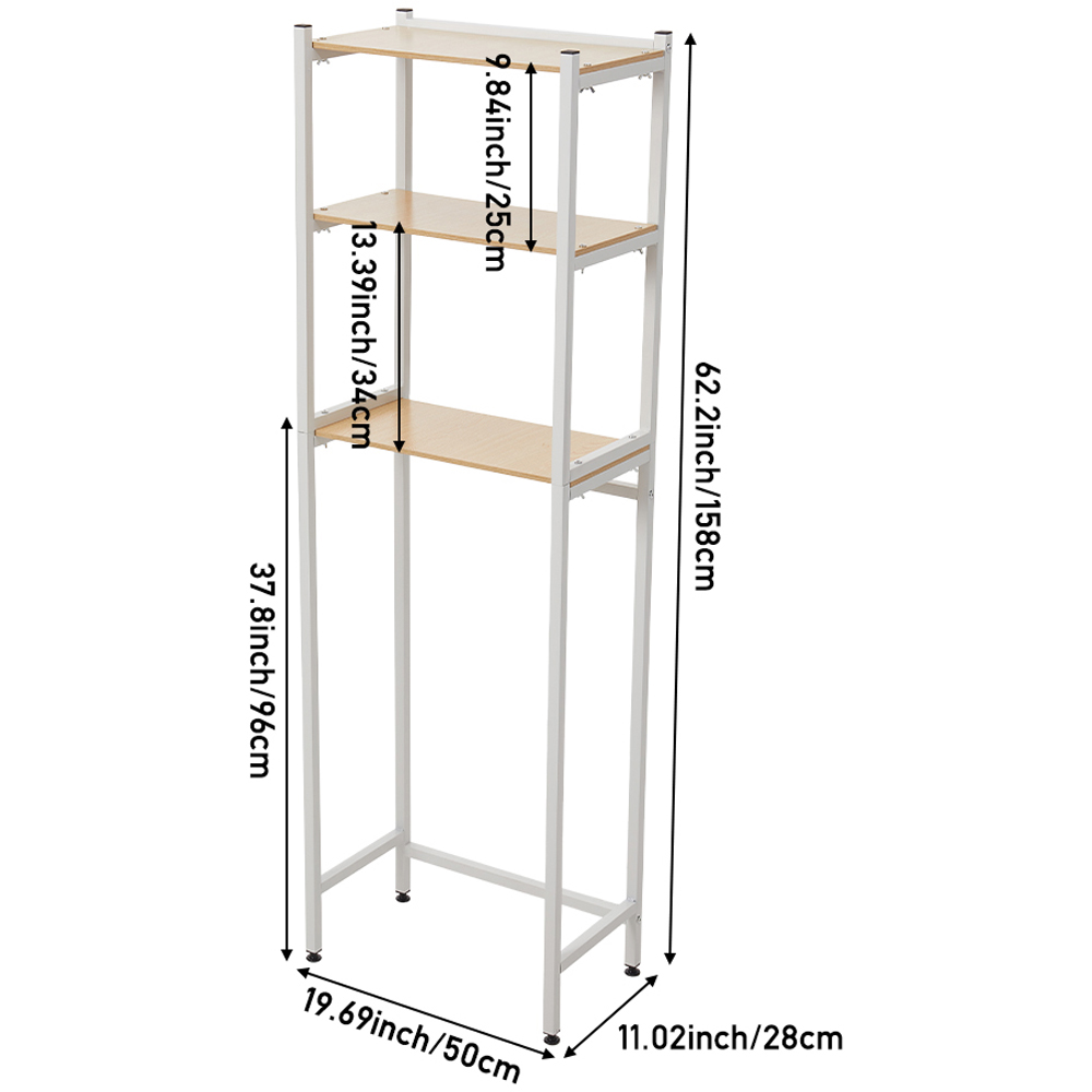 Living and Home 3 Shelf White Over Toilet Storage Shelf Image 9
