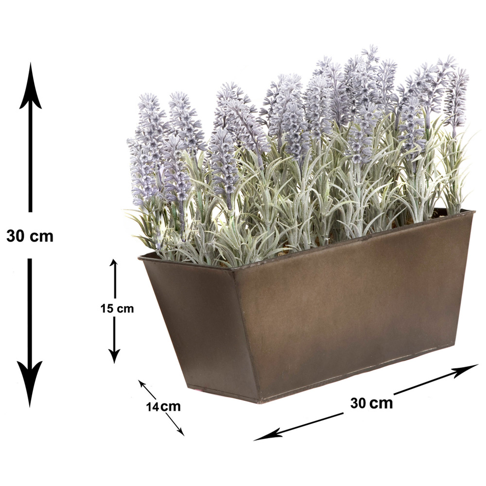 GreenBrokers Artificial Lavender Plant in Rustic Window Box 30cm Image 3