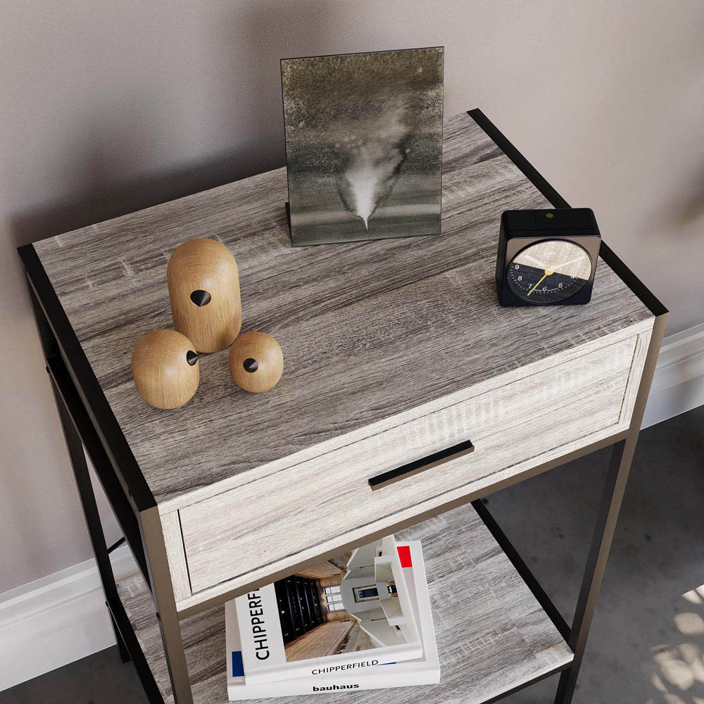 Home Vida Brooklyn Single Drawer Grey Industrial Console Table Image 3
