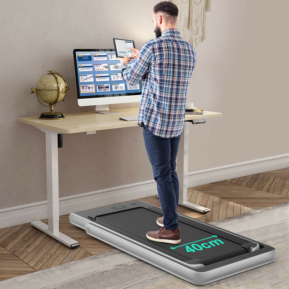 Costway 2 in 1 Silver Electric Folding Under Desk Treadmill with Bluetooth Image 2