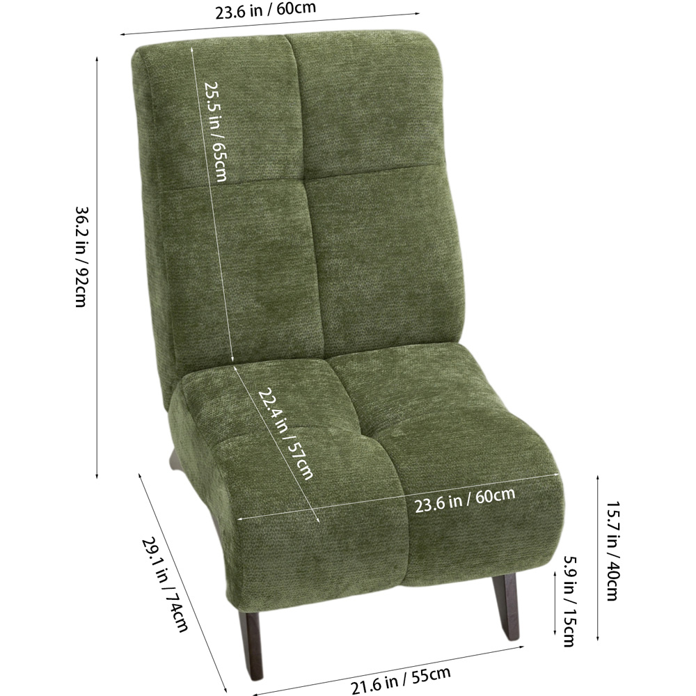 Living and Home Green Chenille Quilted Backrest Lounge Chair Image 9