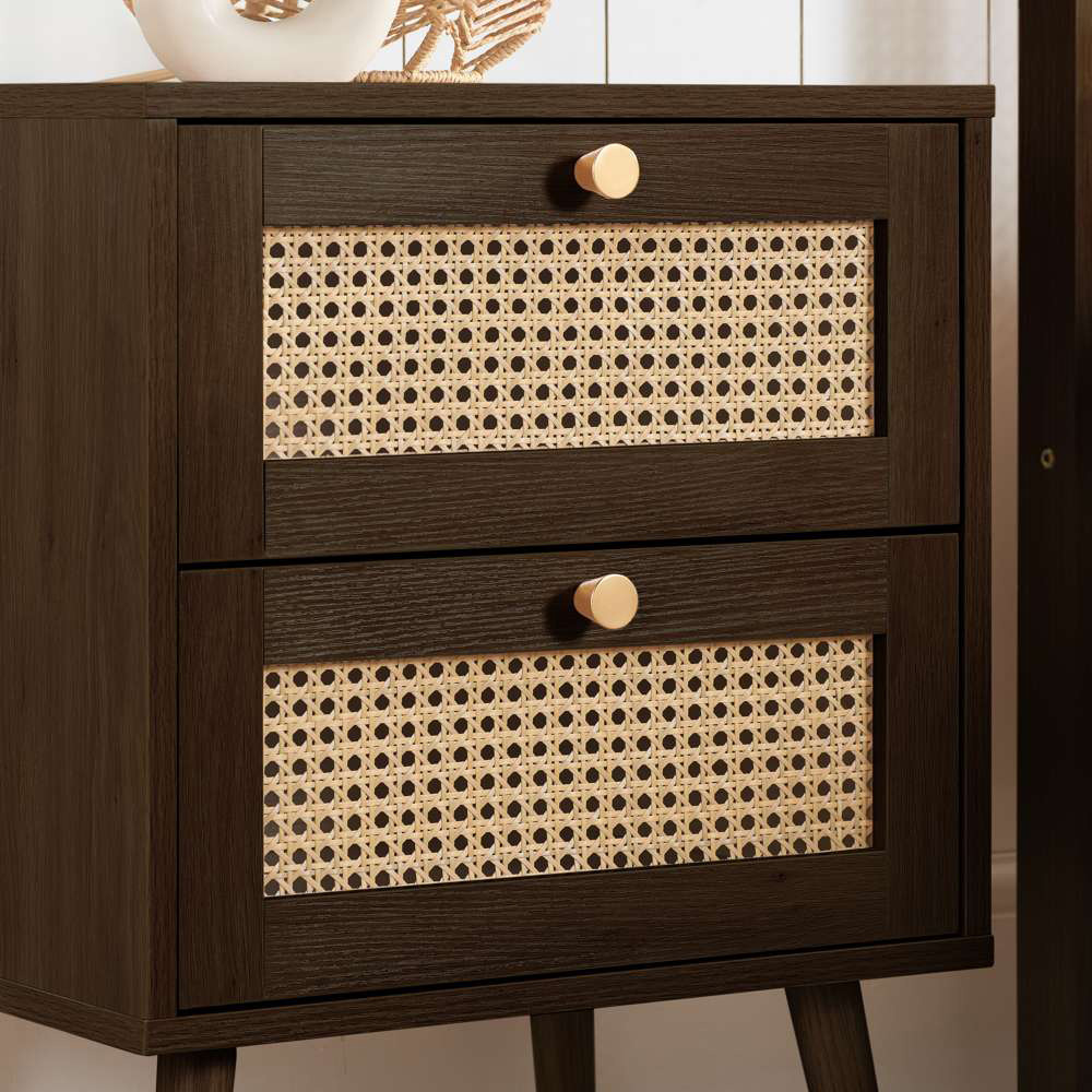 Croxley 2 Drawer Rattan Bedside Table Image 6