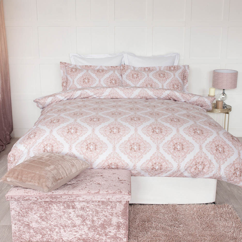 Serene King Size Blush Pink and Mink 200 Thread Count Duvet Cover Set Image 1