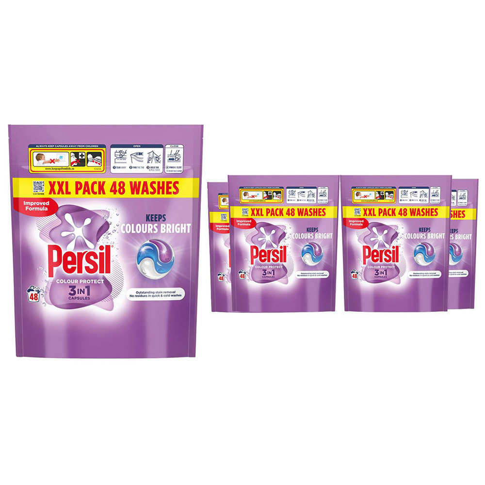 Persil Colour Protect 3 in 1 Washing Capsules 48 Washes 1.012kg 5 Pack Image 1