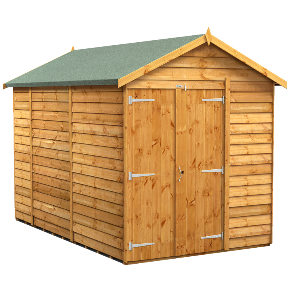 Power Sheds 10 x 6ft Double Door Overlap Apex Wooden Shed Image 1