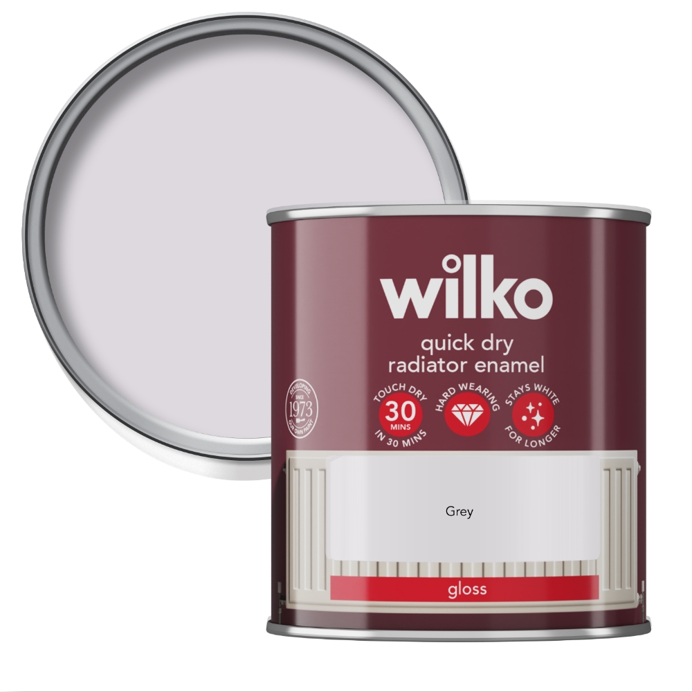 Wilko Quick Dry Grey Gloss Radiator Enamel 250ml Image 1