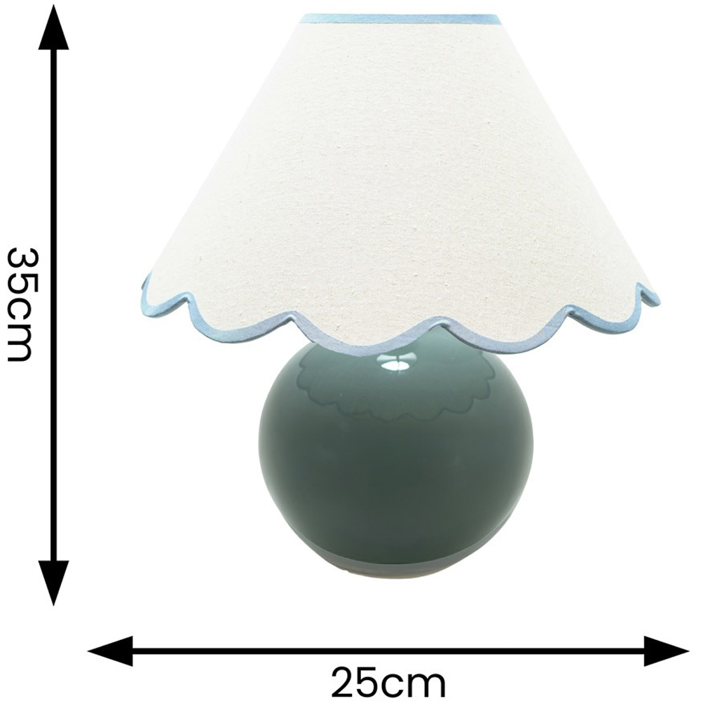 ValueLights Bosco Eucalyptus Teal Blue Trim Scallop Shade Ceramic LED Table Lamp Image 7