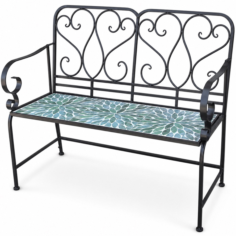 Shatchi Leaf Mosaic 2 Seater Garden Bench Image 2