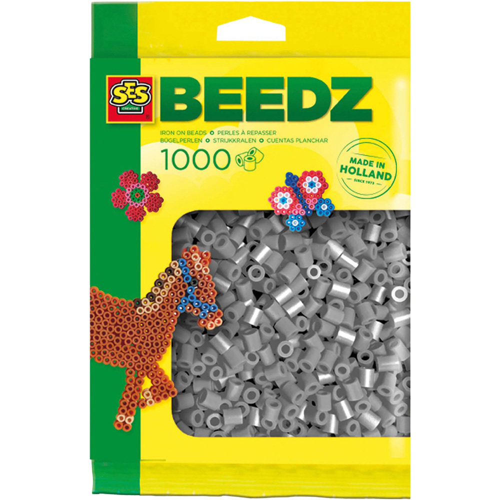 SES Creative Beedz Grey Iron On Beads 1000 Piece  Image 1