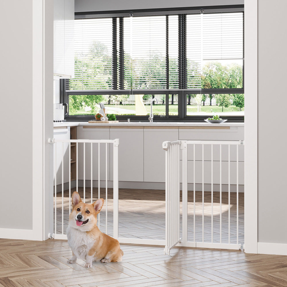 PawHut White 147cm Pet Safety Gate Image 2