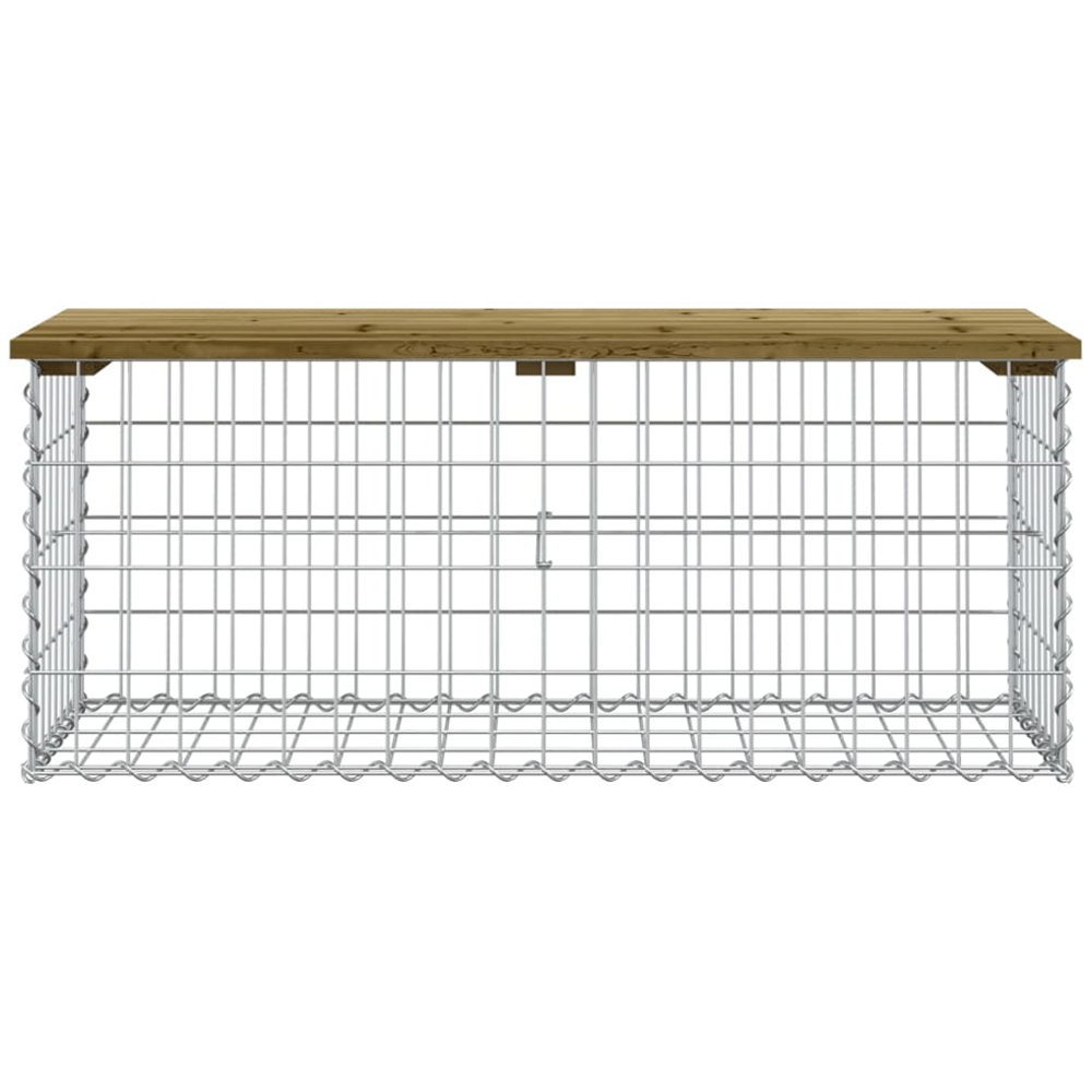 vidaXL Brown Solid Impregnated Pine Wood Gabion Design Garden Bench 103 x 44 x 42cm Image 2