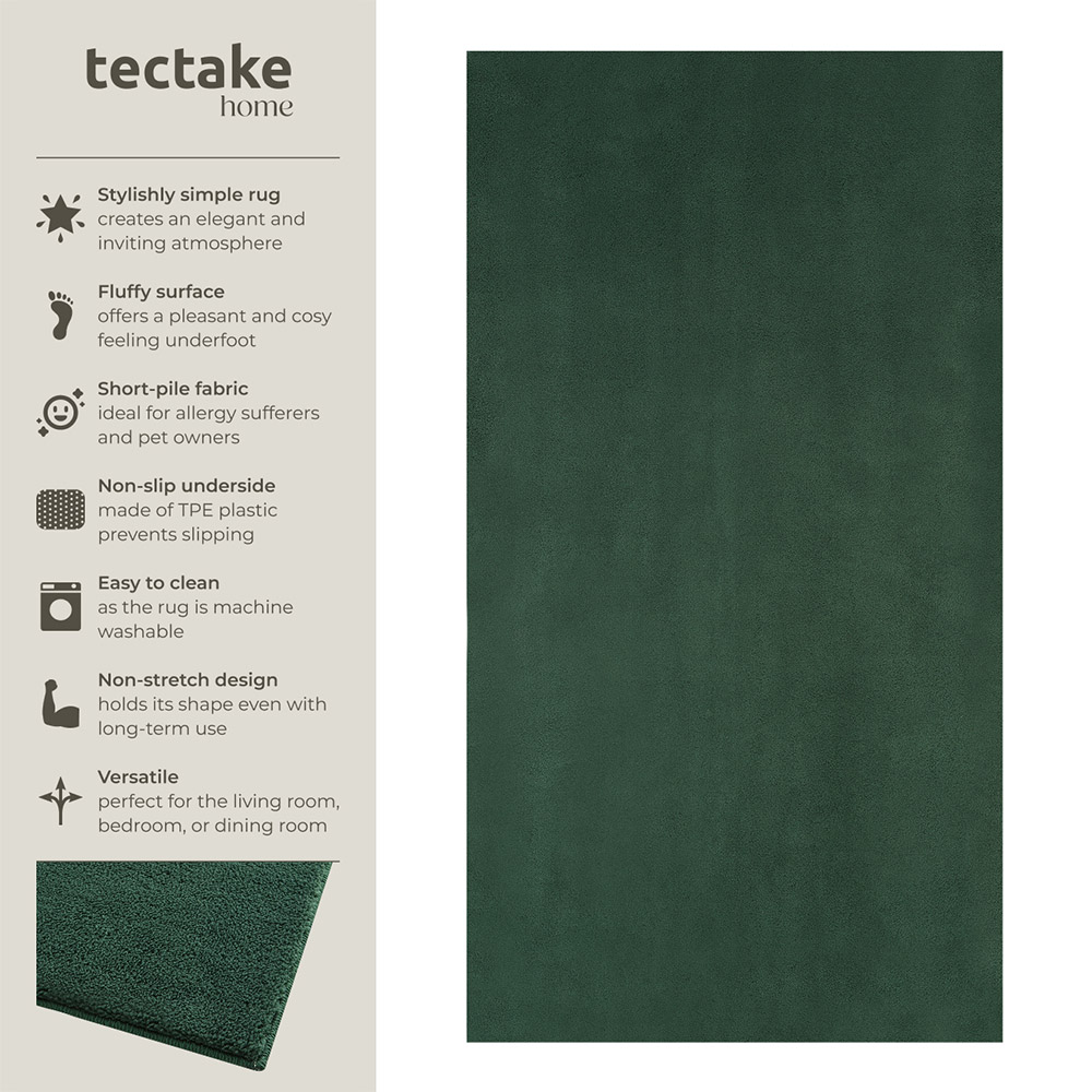 tectake Zonelle Green Short Pile Ultra Soft Rug 150 x 80cm Image 7