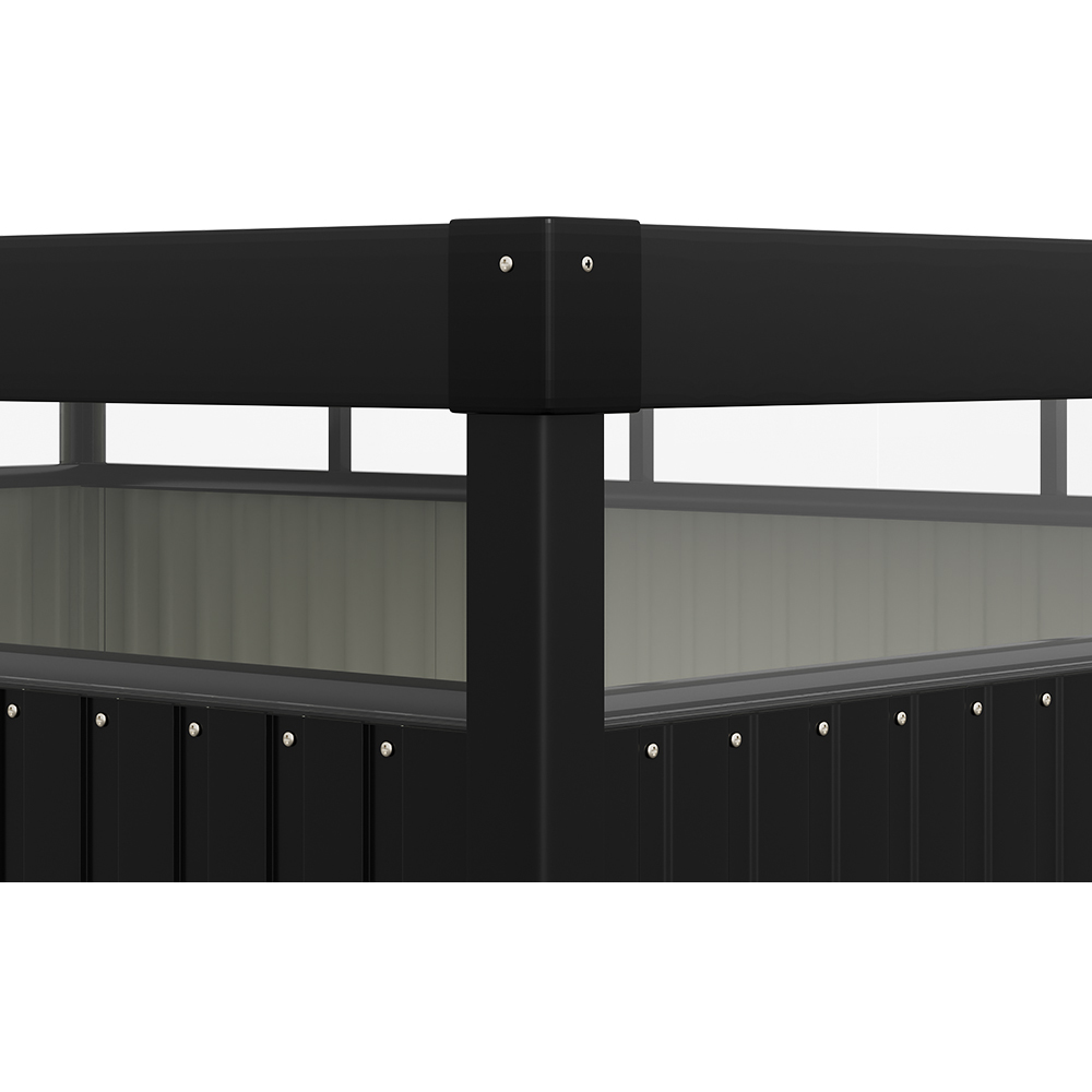Living and Home 10 x 13ft Charcoal Black Garden Tool Storage Shed with Flat Roof Image 6