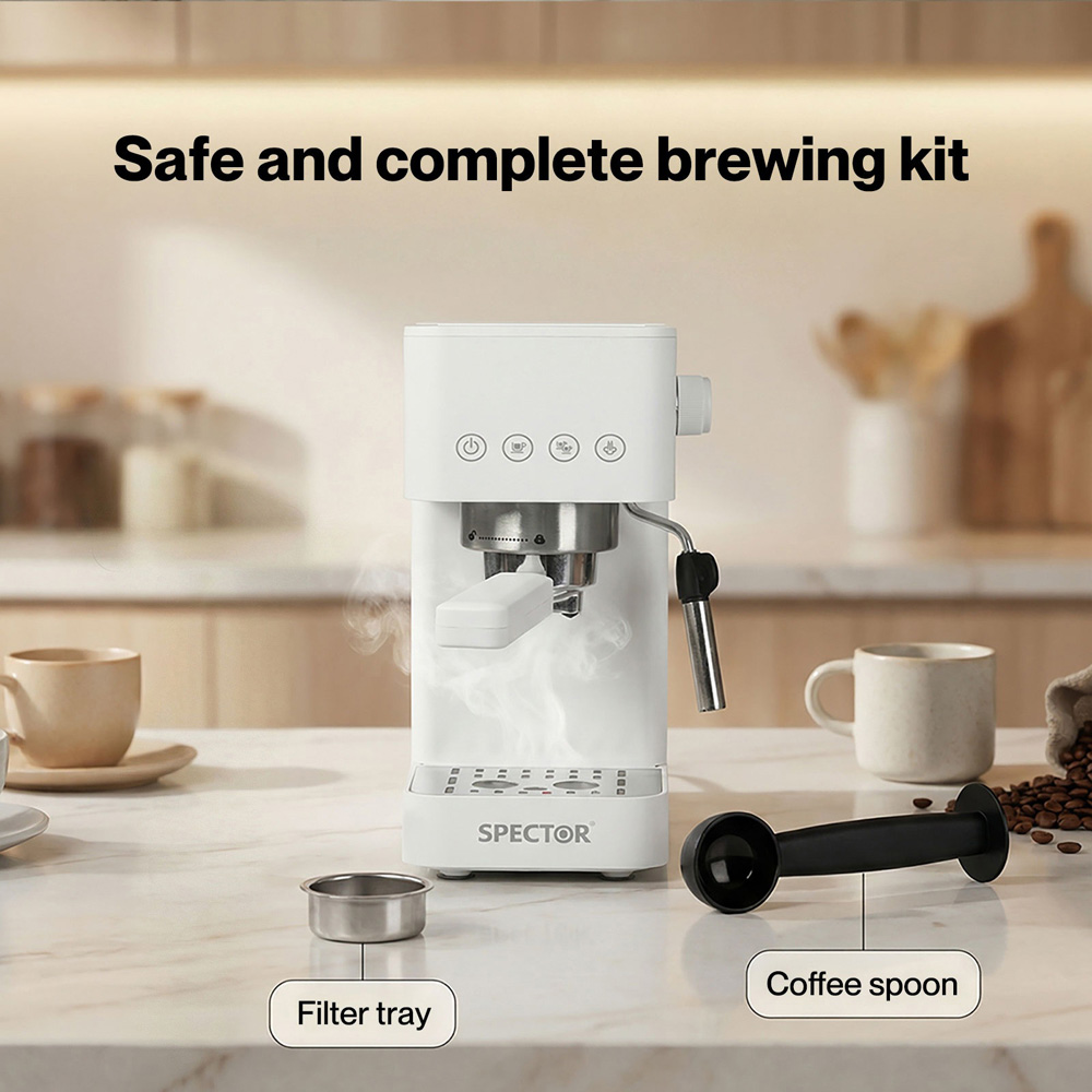 Spector COFF1006-WH-UK 20 Bar Coffee Machine Maker 1350W Image 7