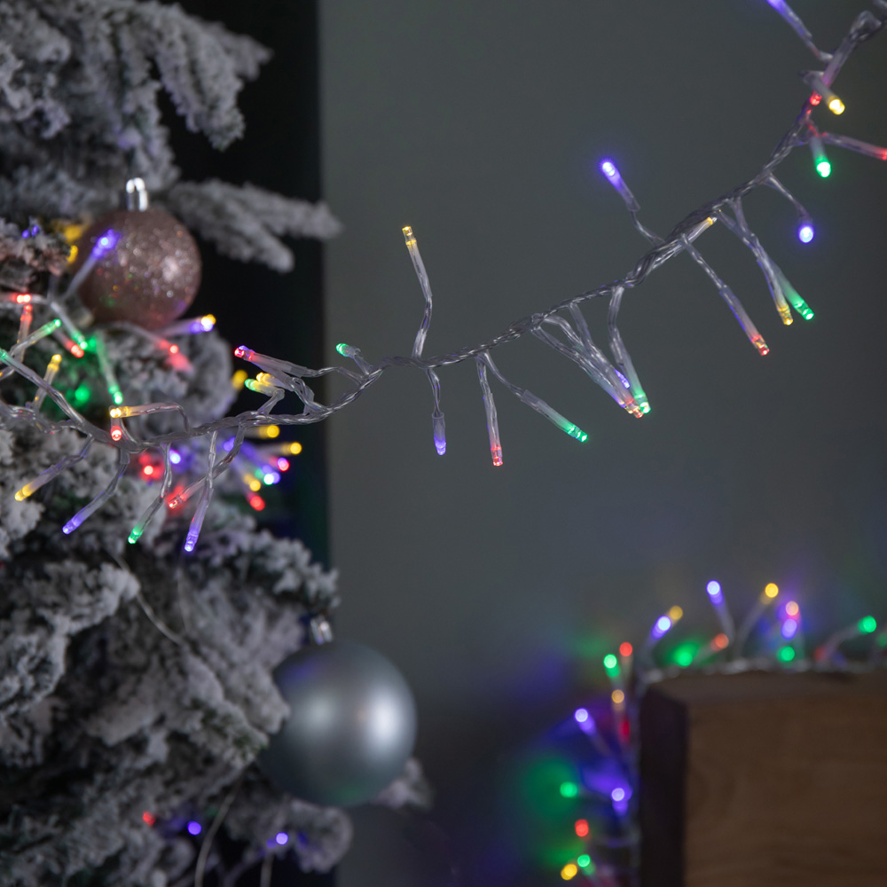 Samuel Alexander 720 Multi Coloured LED Clear Cable Christmas Cluster Light 9.3m Image 9