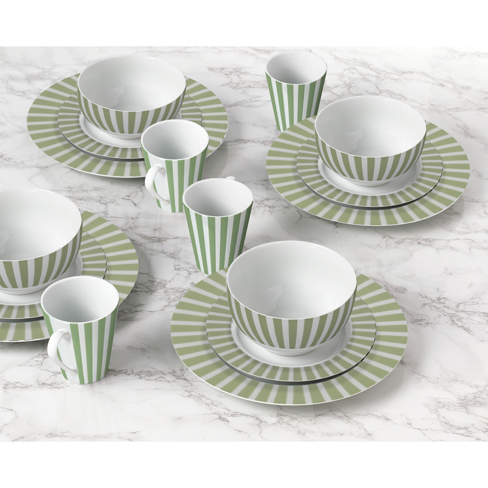 Waterside Split Stripe Green 24 Piece Dinner Set Image 2