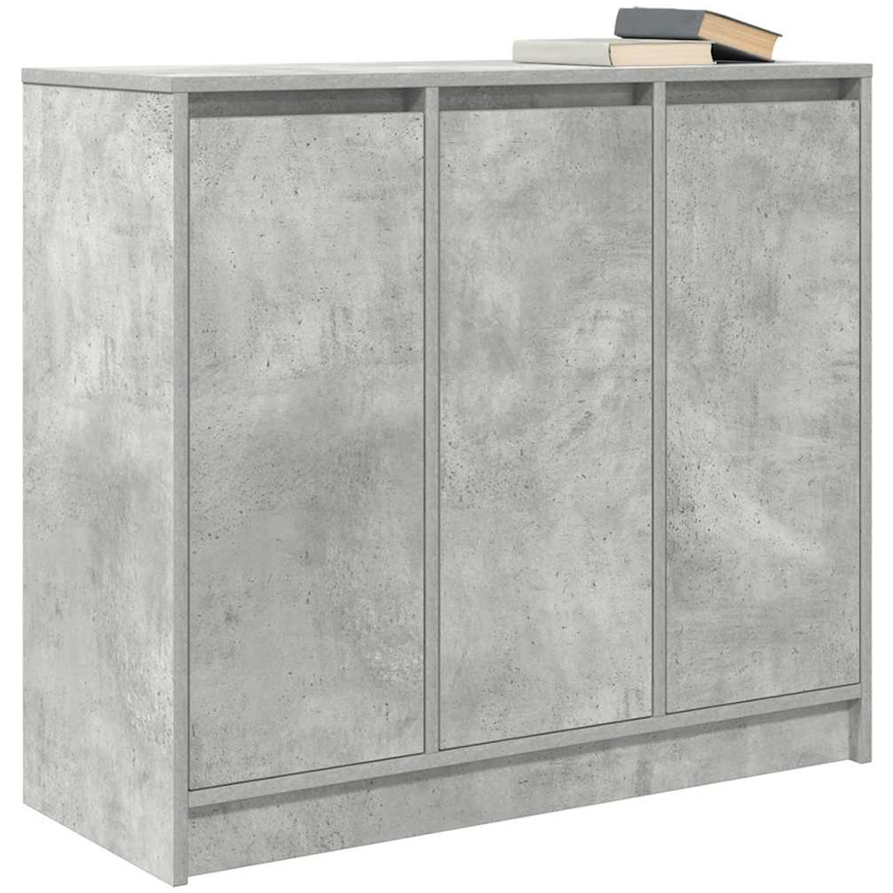 vidaXL 3 Door Concrete Grey Wooden Sideboard Image 3
