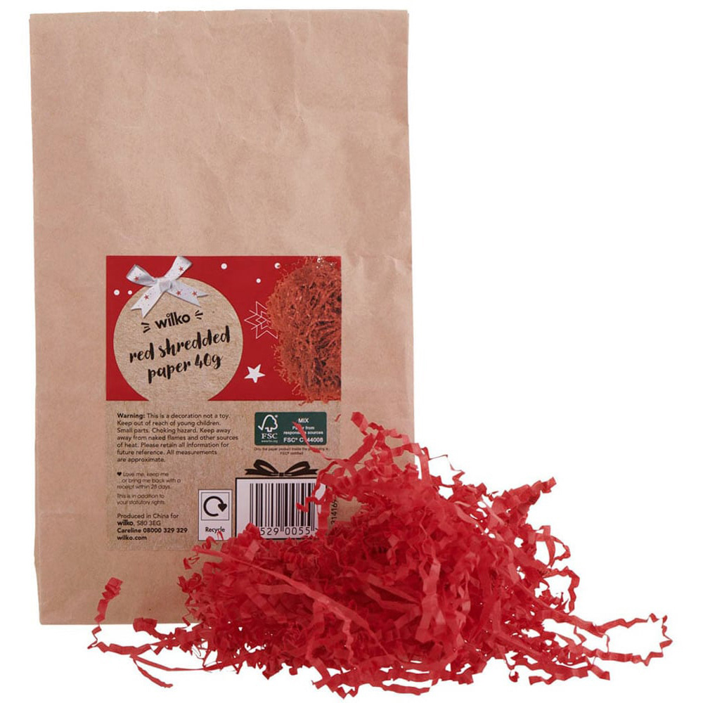 Wilko Red Shredded Paper 40g Image 1