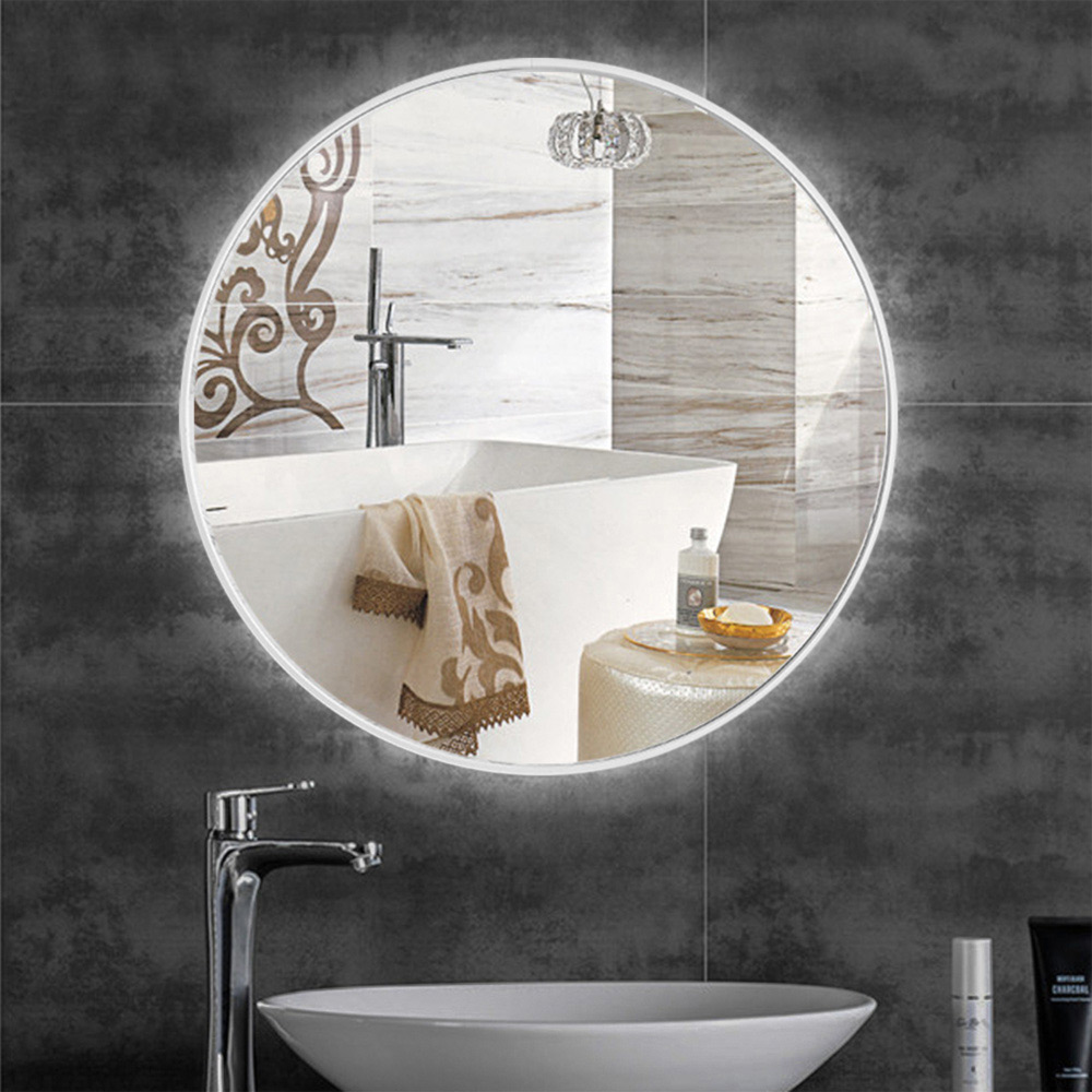 Living and Home White Frame Nordic Wall Mounted Bathroom Mirror 40cm Image 6