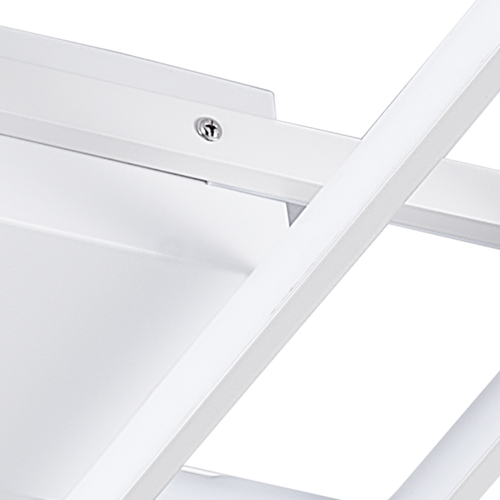 Living and Home White Rectangular LED Semi Flush Ceiling Light Image 4
