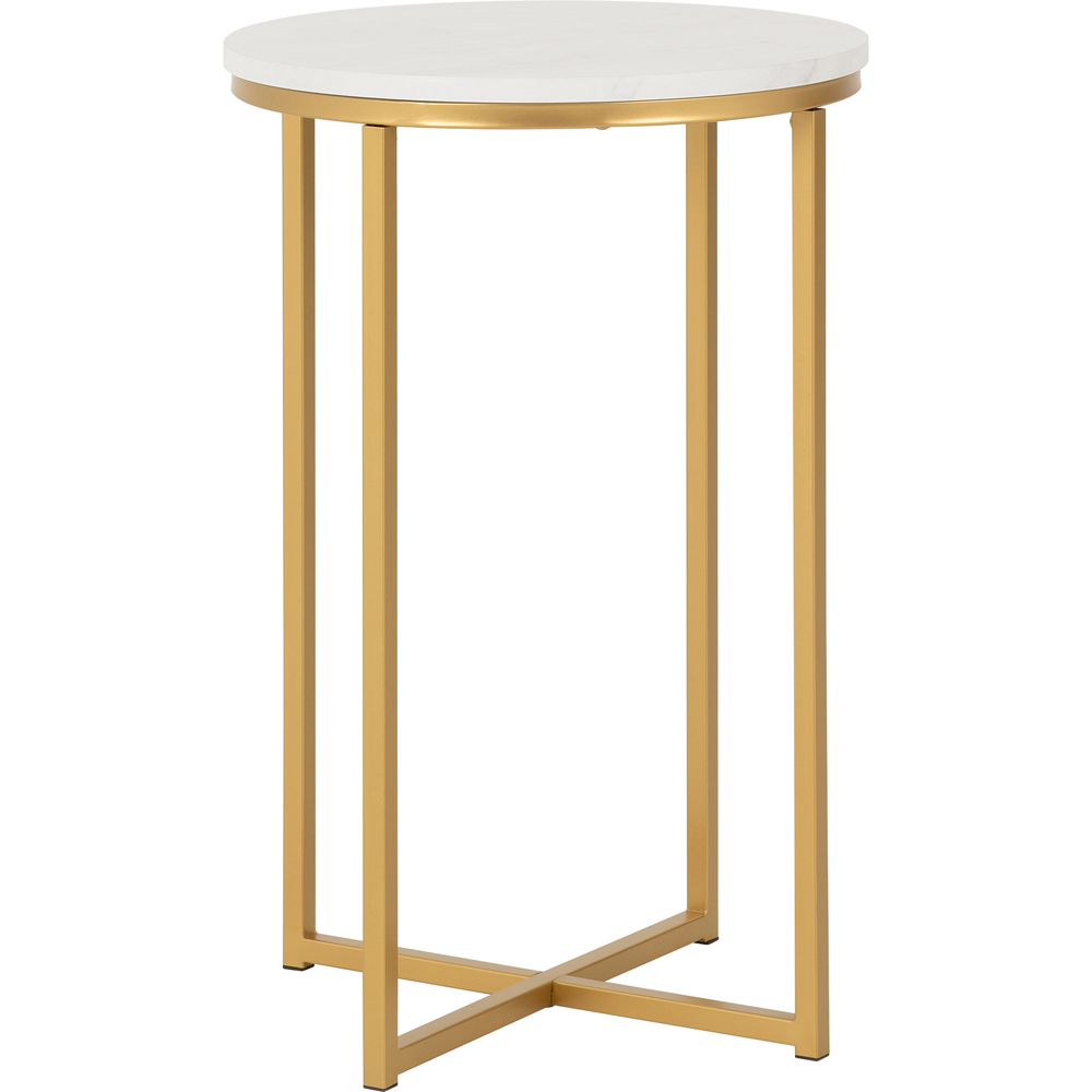 Seconique Dallas Marble and Gold Effect Side Table Image 2