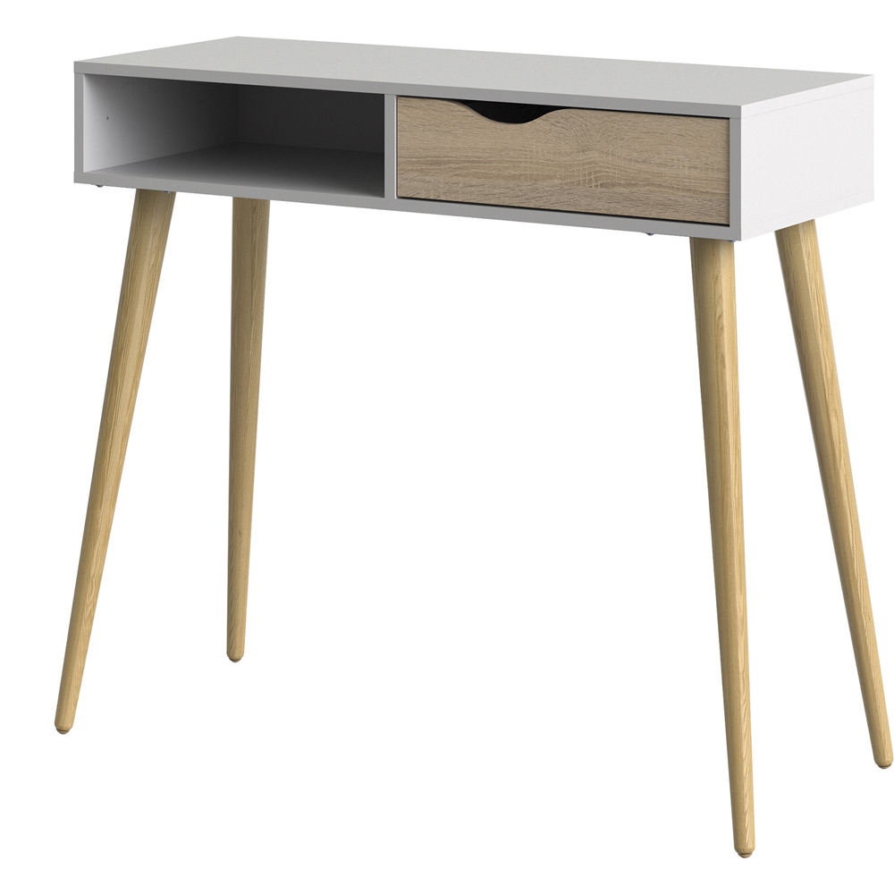 Florence Single Drawer Single Shelf White and Oak Console Table Image 4