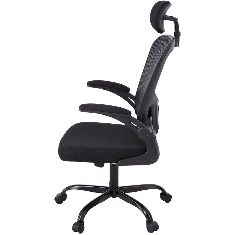 Living and Home Black Adjustable Headrest and Flip-Up Armrest Office Chair Image 4
