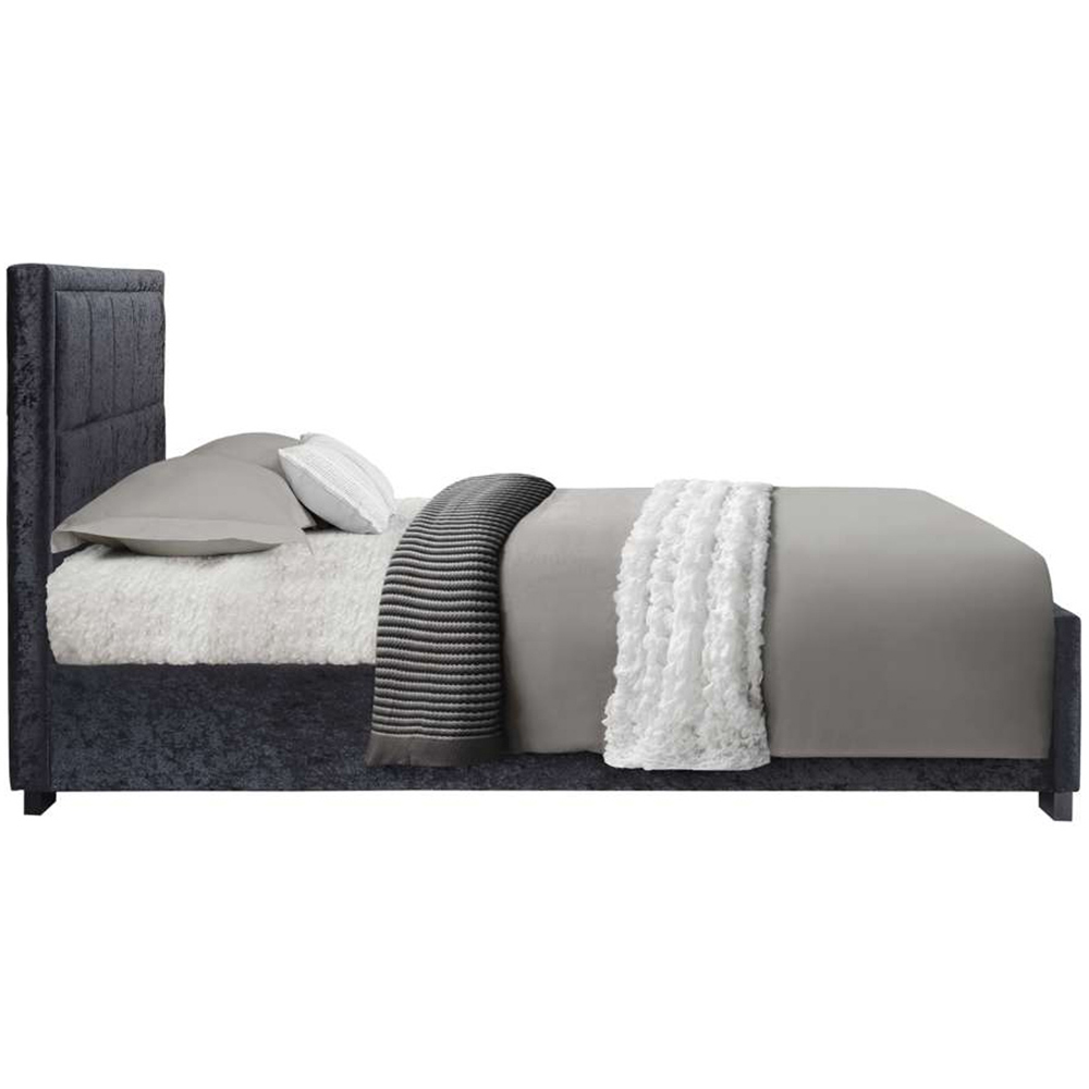 Hannover Double Black Velour Bed Frame Image 3