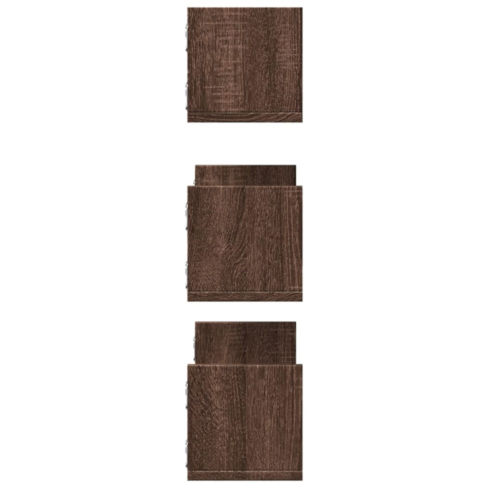 vidaXL 58 x 18cm Brown Oak Wall Shelf Set of 3 Image 4