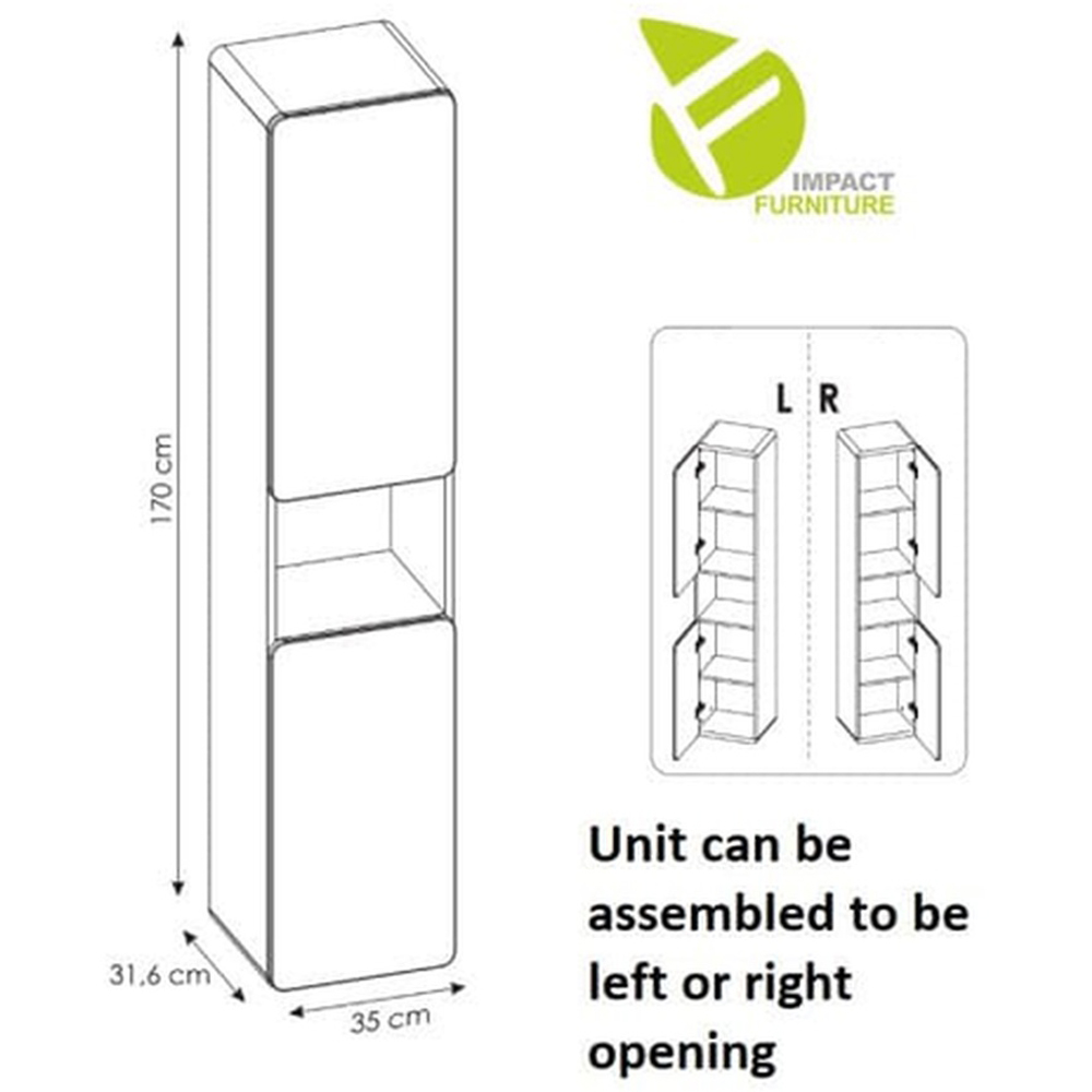 Impact Furniture Aruba White Gloss Oak Wall Hung Bathroom Furniture Set Image 6