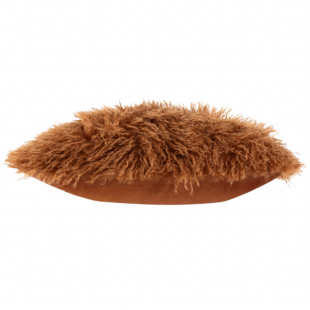 Furn Rowan Ecru Chocolate Faux Fur Reversible Cushion 50 x 50cm Image 4