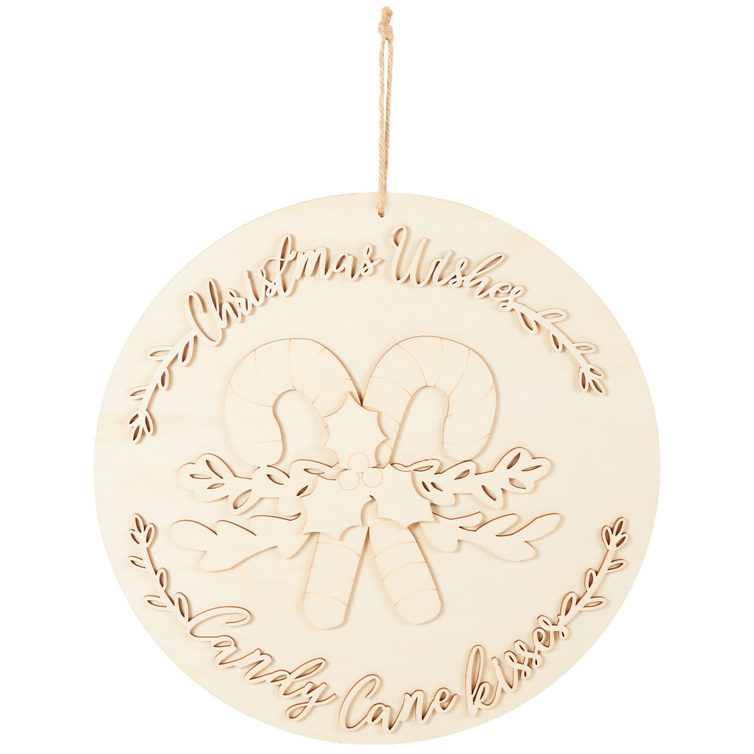 Wooden Candy Cane Sign - Brown Image