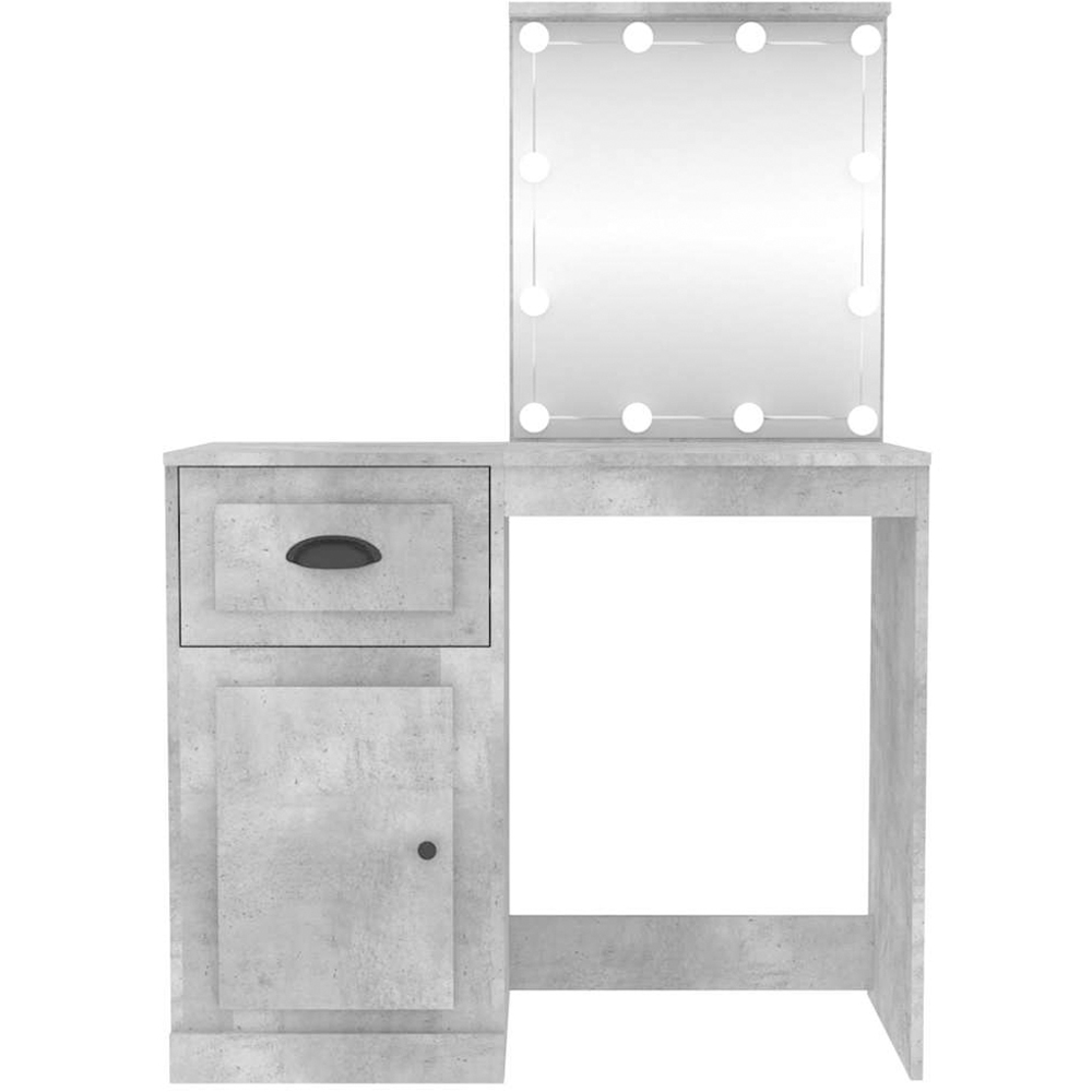 vidaXL Single Door Single Drawer Concrete Grey Dressing Table with LED Mirror Image 6
