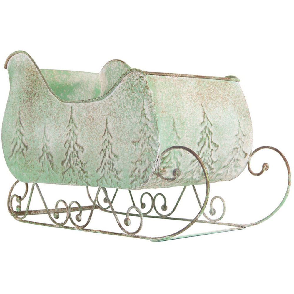 Rustic Metal Sleigh Green Image 5