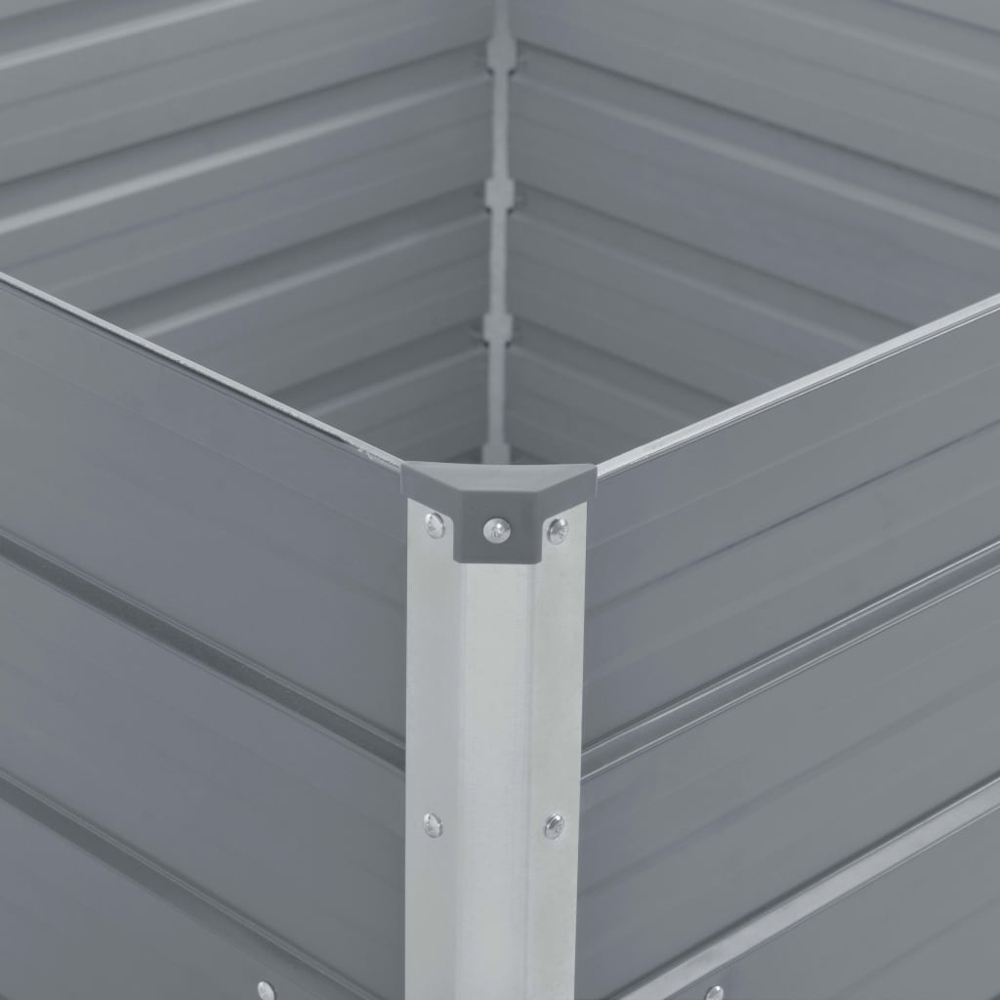 vidaXL Grey Galvanised Steel Raised Garden Bed 100 x 100 x 45cm Image 3