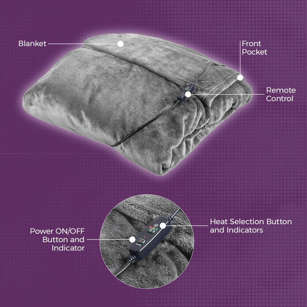 Carmen Grey Fleece Heated Wearable Blanket 183 x 155cm Image 9