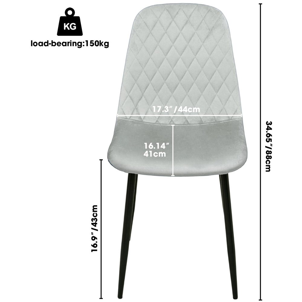 Alivio Set of 4 Grey Velvet Dining Chair Image 9