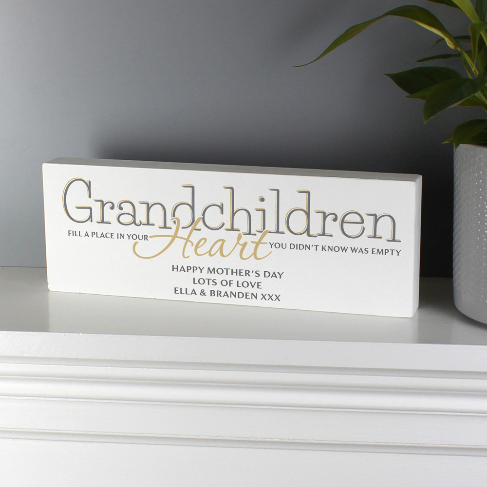 Personalised Memento Personalised Grandchildren Wooden Mantel Decoration Image 3