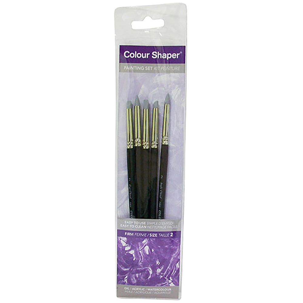 Colour Shaper Size 2 Black Firm Painting Tool 5 Pack Image