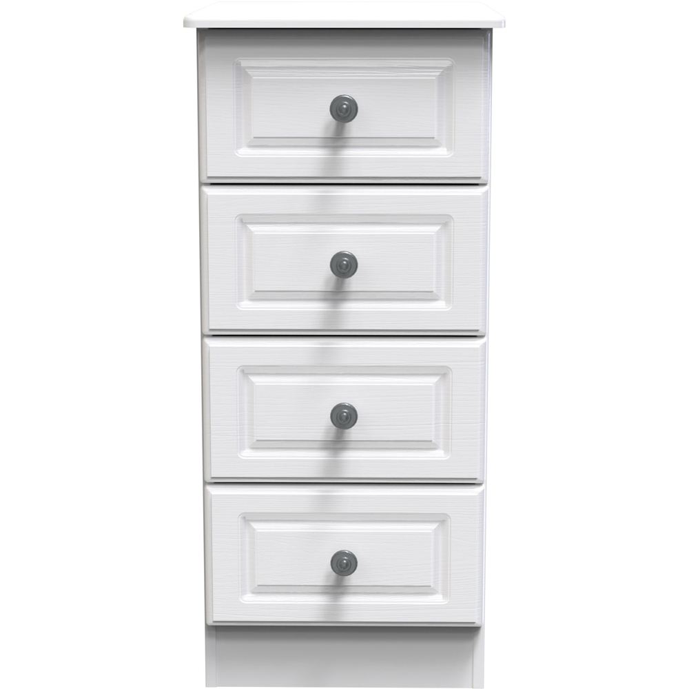 Crowndale Pembroke 4 Drawer Matt White Bedside Cabinet Ready Assembled Image 2
