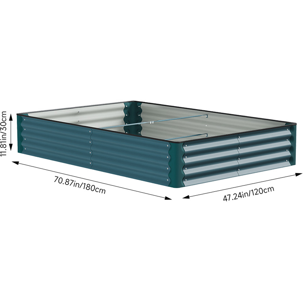Living and Home Dark Blue Large Rectangular Galvanised Steel Raised Garden Bed 180 x 120cm Image 8