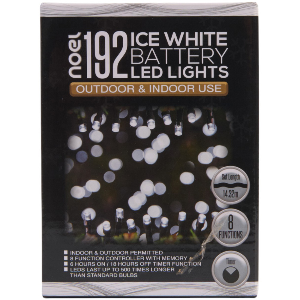 noel Ice White Battery Operated 192 LED Outdoor Lights Image 1