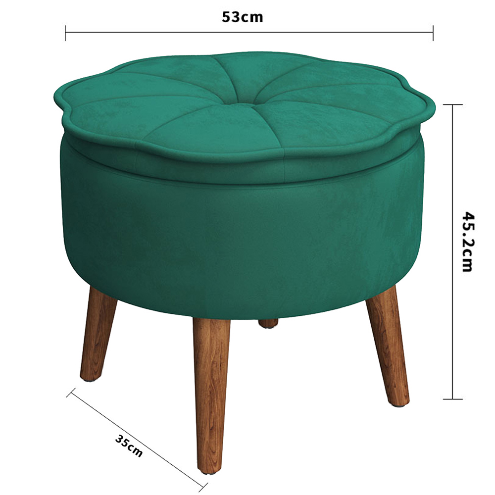 Living and Home Green Velvet Round Storage Ottoman Image 8