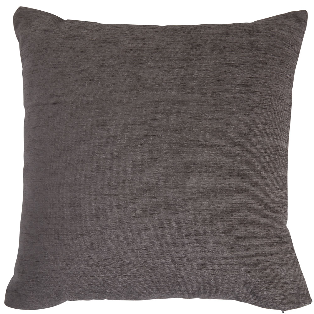 Wilko Charcoal Chenille Cushion 43 x 43cm Image 1