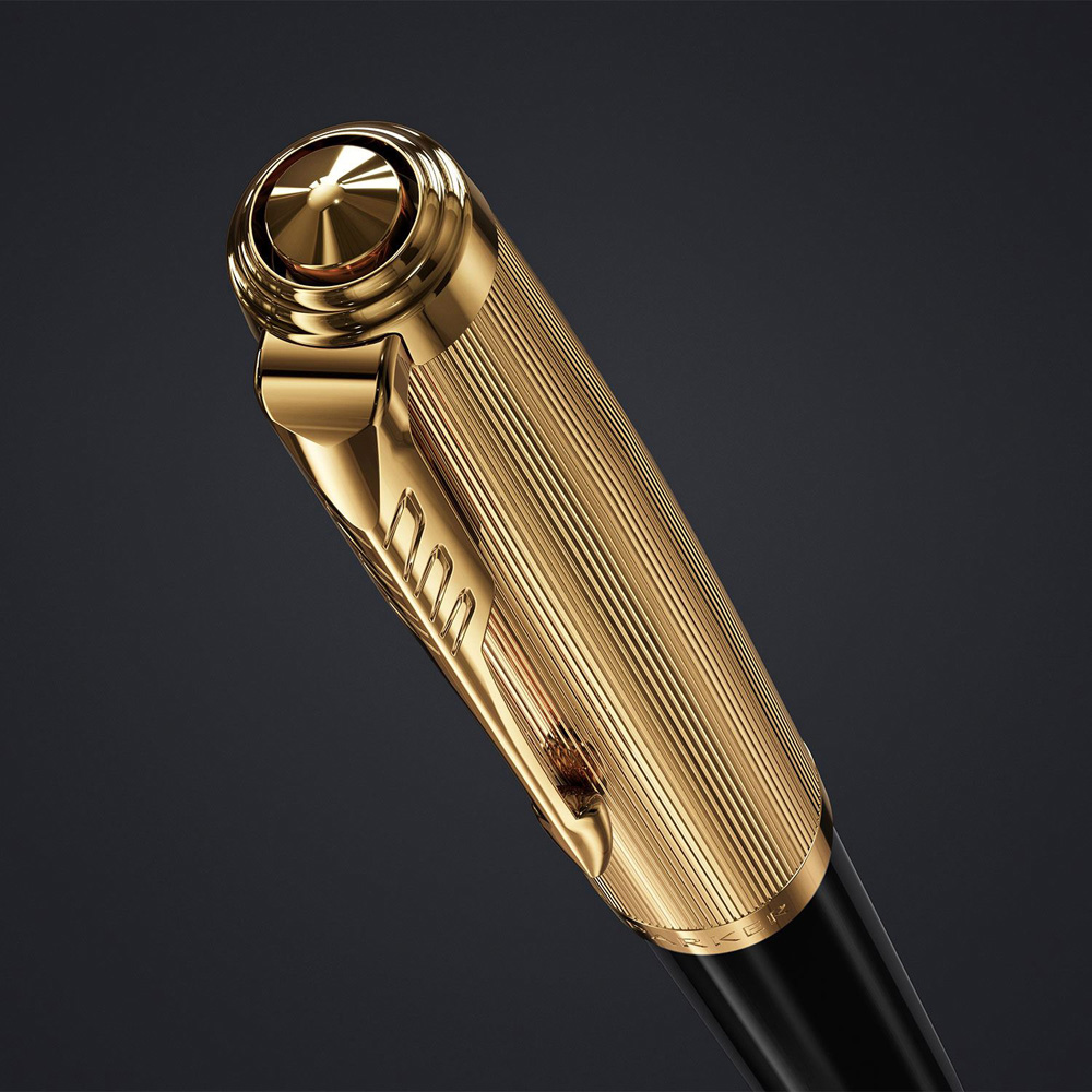 Parker 51 Delux Black 18K Gold Nib Black Ink Fountain Pen Gift Box Image 4