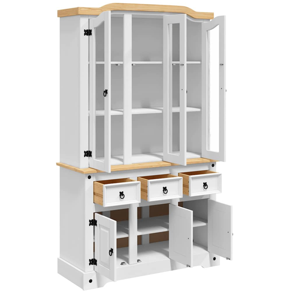 vidaXL Corona 6 Door 3 Drawer White Solid Pine Wood Highboard Image 5