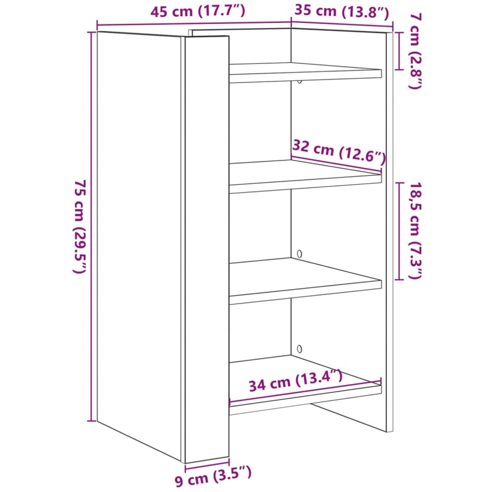 vidaXL 4 Shelf Grey Sonoma Wooden Sideboard Image 9