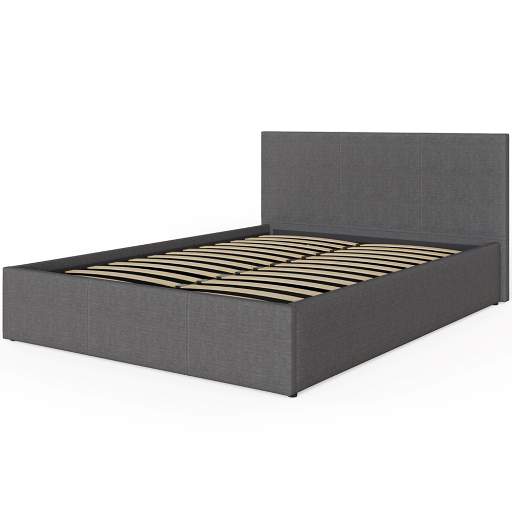 GFW Double Grey Hopsack Fabric Side Lift Ottoman Bed with Bonnell Mattress Image 4