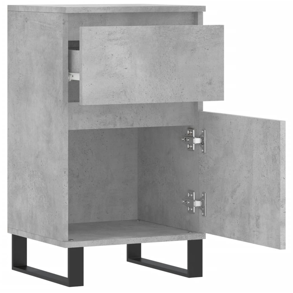 vidaXL Single Door Single Drawer Concrete Grey Wooden Sideboard Set of 2 Image 7