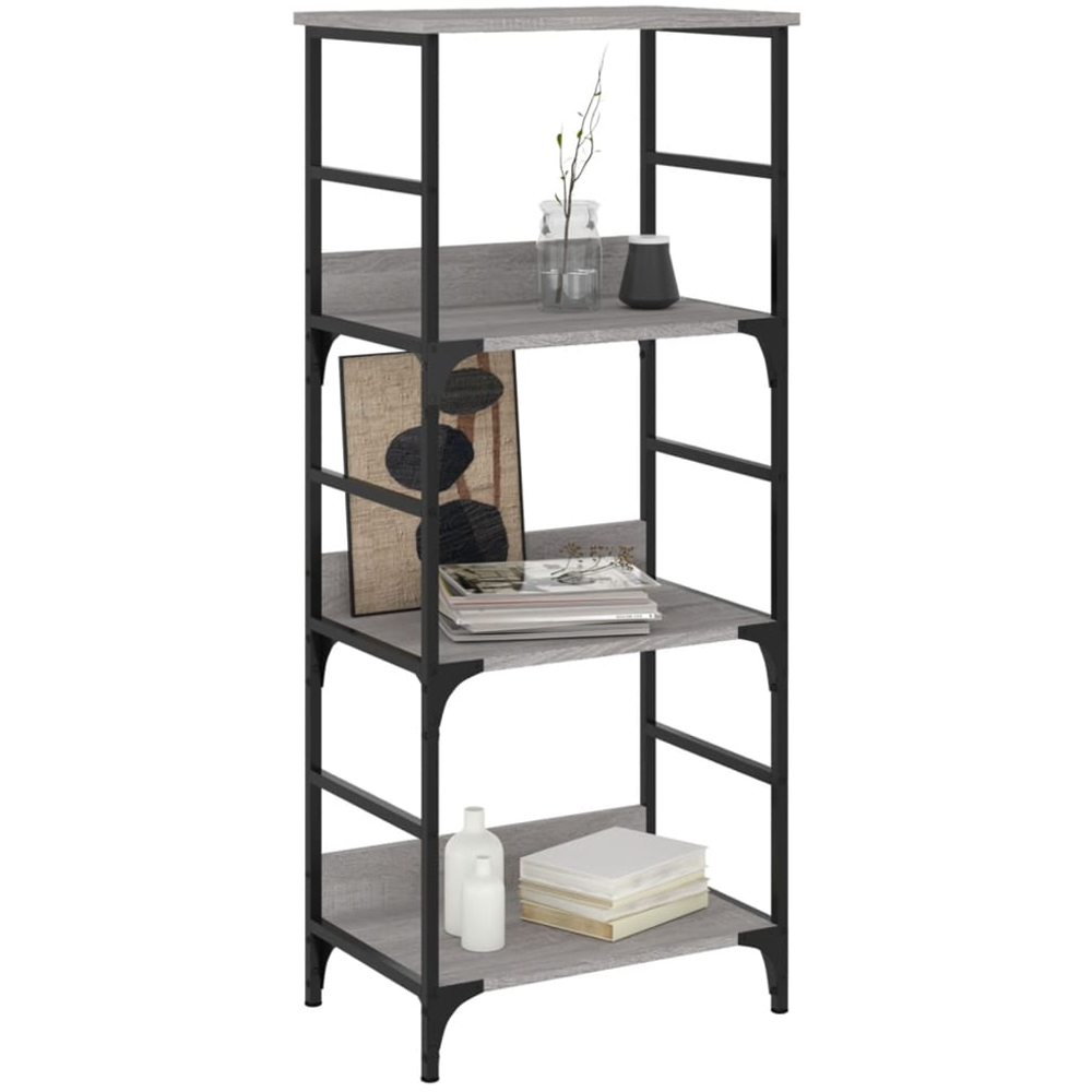 vidaXL 3 Open Shelf Grey Sonoma Bookshelf Image 3